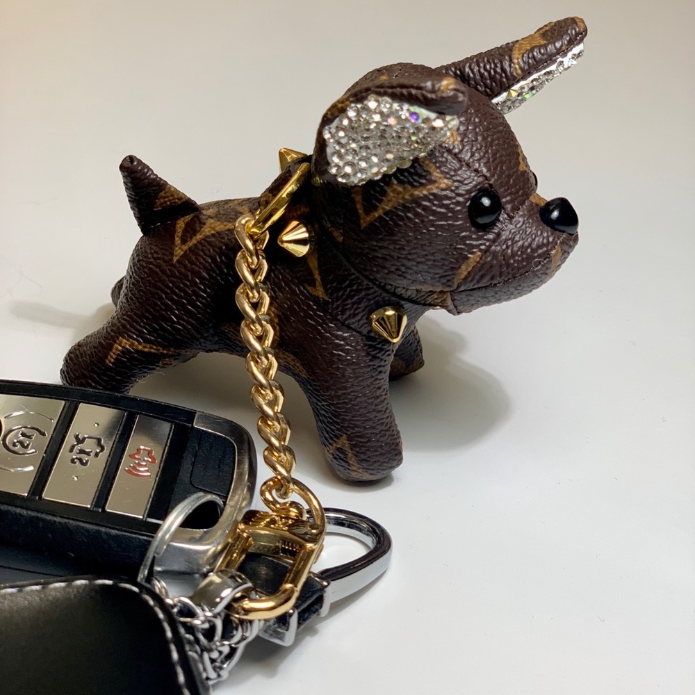 Mini bulldog leather krychain